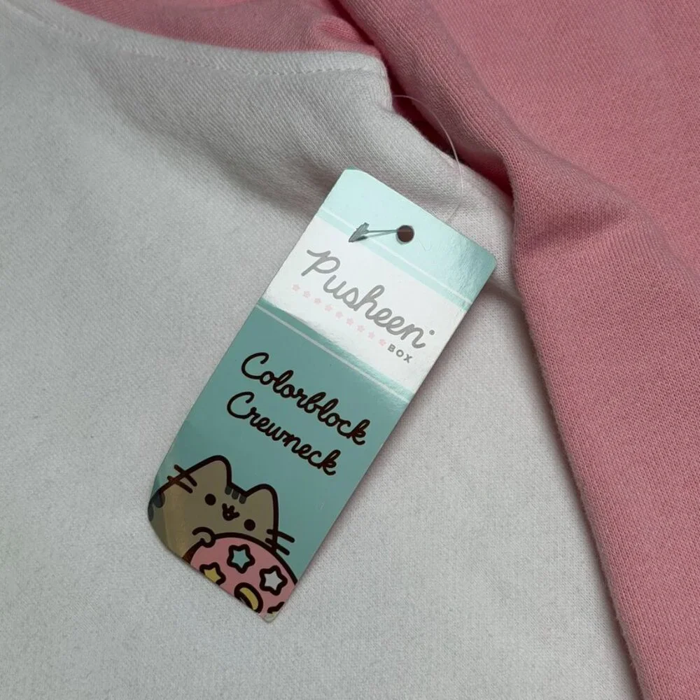 Pusheen‎ Box Exclusive Colorblock Crewneck Sweatshirt Pink White Medium NWT - Picture 6 of 9